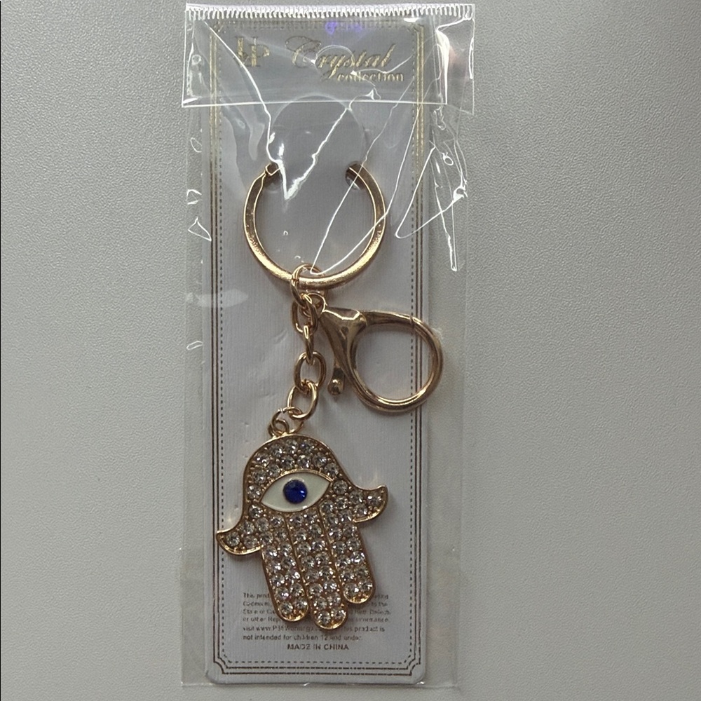 Hamsa Hand Keychain/ Gold-tone